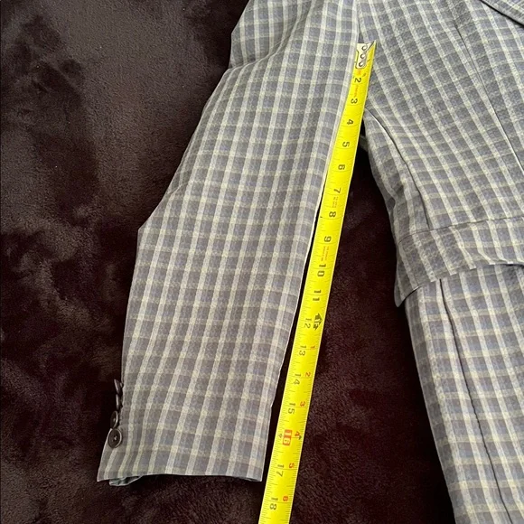 Hugo Boss Navy and Gray Checkered Blazer